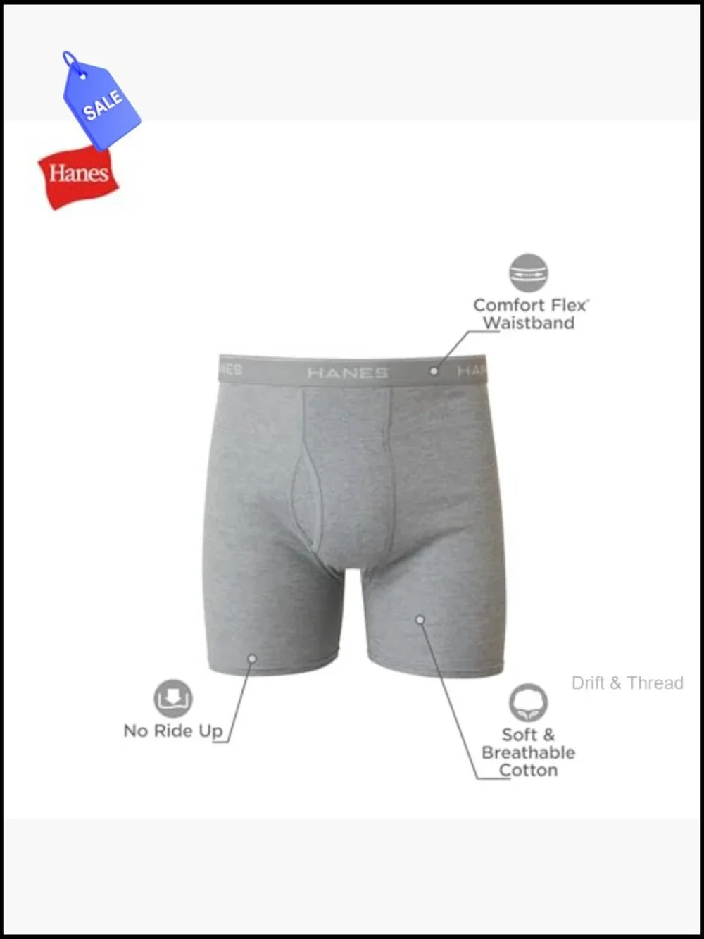 Men's Boxer Briefs 6-Pack Cotton Moisture Wicking No Ride Up